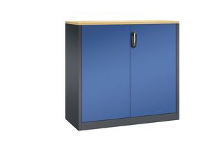 4060061363526 - ACURADO Akten-Sideboard 3 Ordnerhöhen HxBxT 1200 x 1200 x 500 mm schwarzgrau   enzianblau