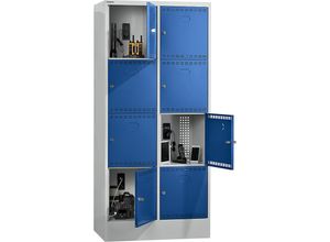 4047417511510 - LISTA Akku-Ladeschrank mit Schließfächern mit 2 x 4 Fächern 1 x 230 V 1 x RJ45 grau blau 4047417511510 - LISTA Akku-Ladeschrank mit Schließfächern mit 2 x 4 Fächern 1 x 230 V 1 x RJ45 grau blau