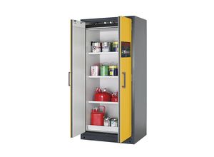 4054923228535 - asecos Feuerbeständiger Gefahrstoffschrank FM UL ULC Typ 90 2 Türen HxBxT 1953 x 893 x 615 mm grau gelb