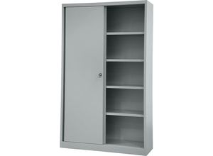 0796376586438 - Schiebetürenschrank ECO 4 Fachböden 5 OH Farbe silber H 1980 x B 1200 x T 430 mm