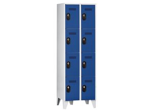 4250618238883 - Schließfachschrank Fachhöhe 450 mm HxBxT 1850 x 600 x 500 mm Abteilbreite 300 mm Korpus-   Türfarbe Lichtgrau   Enzianblau