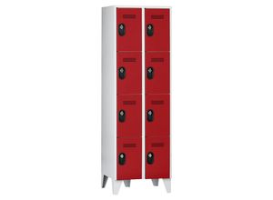 4250618238876 - Schließfachschrank Fachhöhe 450 mm HxBxT 1850 x 600 x 500 mm Abteilbreite 300 mm Korpus-   Türfarbe Lichtgrau   Feuerrot