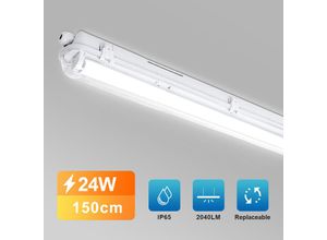 9460565031283 - Vingo - led Feuchtraumleuchte Wannenleuchte Tageslicht Werkstatt Leuchten Badlampe IP65 150cm Kaltweiß 1X - Weiß