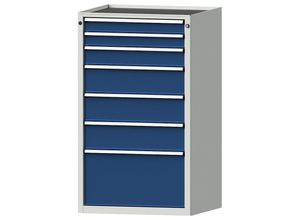 4014641058616 - Schubladenschrank BxT 760 x 675 mm 7 Schubladen Höhe 1280 mm Front enzianblau