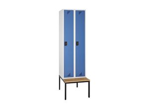 4061753010438 - eurokraft pro Mehrzweck- und Garderobenschrank mit Sitzbank 2 Abteile Breite 600 mm Türen brillantblau