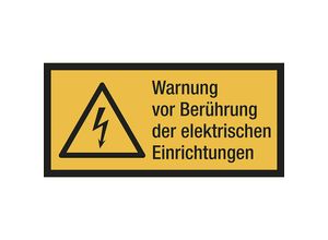 4061466043761 - Kombischilder mit Text für Warnkennzeichen Warnung vor Berührung der elektrischen Einrichtungen VE 10 Stk Folie LxH 148 x 74 mm