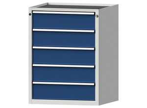 4014641058272 - Schubladenschrank BxT 760 x 675 mm 5 Schubladen Höhe 980 mm Front enzianblau