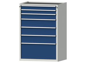 4014641058975 - Schubladenschrank BxT 910 x 675 mm 7 Schubladen Höhe 1280 mm Front enzianblau