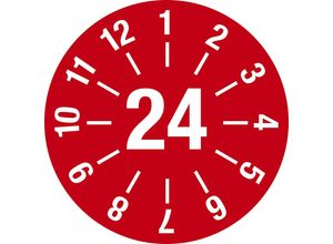 4061466036541 - Prüfplakette Jahreszahl Dokumentenfolie Ø 30 mm VE 10 Stk 24 rot