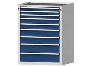 4014641058418 - Schubladenschrank BxT 760 x 675 mm 9 Schubladen Höhe 980 mm Front enzianblau