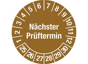 4061466088076 - Nächster Prüftermin Mehrjahreszahlen Dokumentenfolie Ø 20 mm 25 - 30 braun