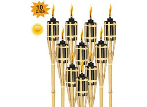 0726505423471 - 10x Fackeln Gartenfackeln Set Deko Fackelöl Docht 90cm Party Feuer Flammen - Vingo