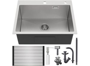 0738956103826 - Auralum Edelstahl Küchenspüle 58 x 45 cm Einbauspüle Küchenspülbecken für ab 65cm Unterschrank Edelstahlspüle inkl Seifenspender Abtropfgitter 0738956103826 - Auralum Edelstahl Küchenspüle 58 x 45 cm Einbauspüle Küchenspülbecken für ab 65cm Unterschrank Edelstahlspüle inkl Seifenspender Abtropfgitter