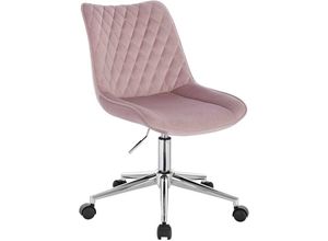 4063425126126 - Woltu - Bürohocker ohne Armlehne höhenverstellbar drehbar aus Samt rosa - rosa