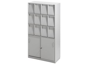 4061753011930 - eurokraft pro Klappenschrank mit 12 Klappen und Schiebetürschrank HxBxT 1864 x 1000 x 420 mm