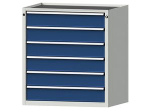 4014641058654 - Schubladenschrank BxT 910 x 675 mm 6 Schubladen Höhe 980 mm Front enzianblau