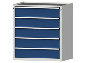 4014641058630 - Schubladenschrank BxT 910 x 675 mm 5 Schubladen Höhe 980 mm Front enzianblau