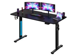 4251779110759 - Höhenverstellbarer Schreibtisch mit Tischplatte Elektrisch lcd- Display 73-118cm Stahlgestell Büro Gaming Computertisch 140cm Schwarz - Casaria