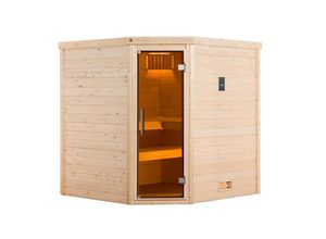 4004581441104 - weka Premium Massivholz-Sauna TURKU Eck Gr 2 Sparset 75 kW OS inkl digitaler Steuerung Glastür