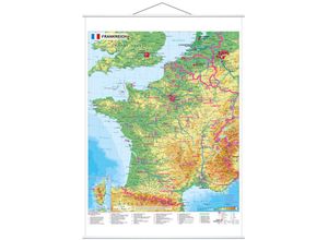Image of Stiefel Wandkarte Frankreich physisch - Heinrich Stiefel, Karte (im Sinne von Landkarte)