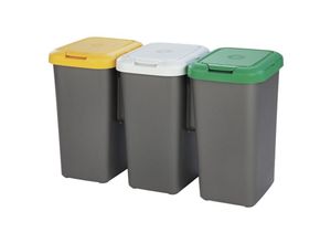 8009404182550 - Tontarelli - Setzen Sie 3 75 -Liter -Recyclingbehälter in Gesamtkunststoff 79 x 33 x 48 cm