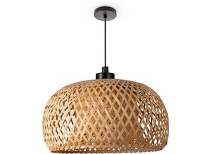 4061981217593 - Paco Home - Deckenlampe Bambus Hängeleuchte Boho Wohnzimmer Korblampe Hängend Vintage E27 Natur (Ø30cm) Pendelleuchte - Typ 2