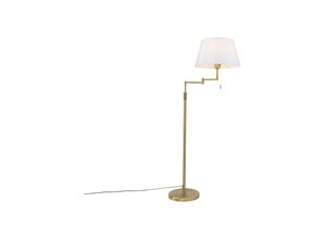 8718881108563 - Qazqa - Stehlampe Bronze mit weißem Schirm und verstellbarem Arm - Ladas Deluxe - Bronze