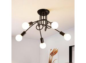 0725889889354 - Goeco - Industrielle Deckenleuchte Edison 5-Licht Metal Kronleuchter Retro Deckenbeleuchtung Schwarz Deckenleuchten für Wohnzimmer Schlafzimmer