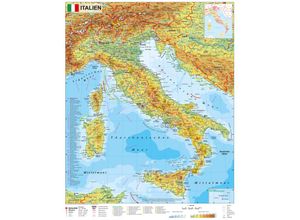Image of Stiefel Wandkarte Kleinformat Italien physisch - Heinrich Stiefel, Karte (im Sinne von Landkarte)