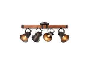 4004353361456 - Lampe Decca Spotbalken 4flg schwarz stahl 4x A60 E27 10W Holz aus nachhaltiger Waldwirtschaft (fsc) - schwarz - Brilliant