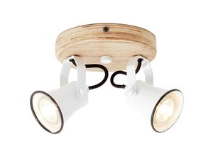 4004353350023 - Lampe Seed Spotrondell 2flg weiß holz hell 2x PAR51 GU10 5W geeignet für Reflektorlampen (nicht enthalten) Köpfe schwenkbar - weiß - Brilliant