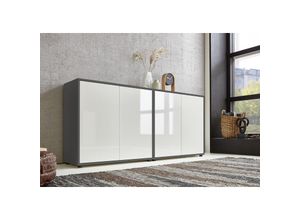 4260593581331 - Bmg Möbel - Sideboard Mailand Set 2 (Schubladenkommode Kommode Anrichte in anthrazit  weiß) Push-to-open-Funktion - Grau