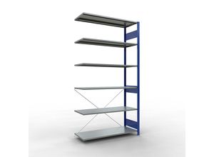 4061753012722 - eurokraft pro Steckregal einreihig Fachboden-BxT 1300 x 500 mm blau Höhe 2500 mm Anbauregal 4061753012722 - eurokraft pro Steckregal einreihig Fachboden-BxT 1300 x 500 mm blau Höhe 2500 mm Anbauregal