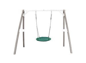 8717973938392 - Nestschaukel Summer mit Gestell für Kinder Outdoor Nest Schaukel 100 cm für den Garten Schaukelgestell in Grau & Weiß   Nestschaukel in Grün - Grau