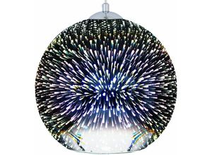 4260580927623 - Beliani - Hängeleuchte Silber Glas mit Schirm in Kugelform 3D-Feuerwerk-Effekt Skandinavischer Stil für Wohnzimmer Esszimmer - Silber