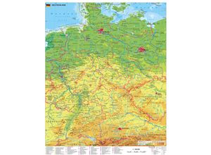 Image of Stiefel Wandkarte Großformat Deutschland physisch - Heinrich Stiefel, Karte (im Sinne von Landkarte)