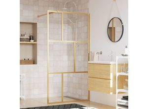 Image of Duschwand für Begehbare Dusche,Duschtrennwand esg Klarglas Golden 100x195cm vidaXL