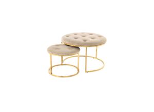 4063074360940 - Hocker Becky 825 2er-Set Taupe   Gold