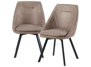 4250931576822 - Trisens - Essstuhl Drehstuhl Esszimmerstuhl Designstühle pu Lederbezug in Antik Optik Küchenstuhl Taupe 2 St