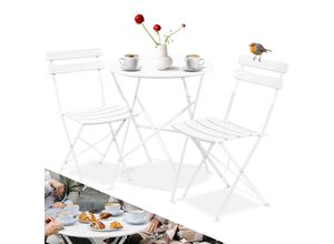 4255598308137 - KESSER® Bistroset 3-teilig Bistrotisch mit 2 klappbaren Stühle Set Balkonset Balkonmöbel Klapp-Möbel Gartenset Sitzgarnitur Gartengarnitur Gartenmöbel Sitzgruppe Metall Bistro Gartentisch inkl Abdeckung