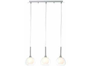 4004353360831 - BRILLIANT Lampe Hadan Pendelleuchte 3flg chrom weiß-transparent 3x D45 E14 40W geeignet für Tropfenlampen (nicht enthalten) In der Höhe einstellbar   Kabel kürzbar