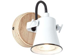 4004353350016 - Lampe Seed Wandspot weiß holz hell 1x PAR51 GU10 5W geeignet für Reflektorlampen (nicht enthalten) Köpfe schwenkbar - weiß - Brilliant