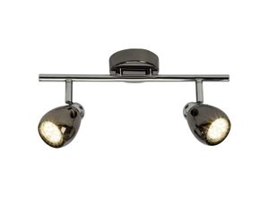 4004353242175 - BRILLIANT Lampe Milano LED Spotrohr 2flg chrom schwarz chrom 2x LED-PAR51 GU10 3W LED-Reflektorlampen inklusive (250lm 3000K) Köpfe schwenkbar