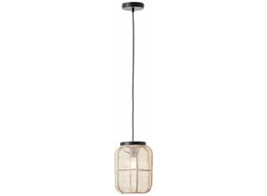 4004353399343 - Lampe Tannah Pendelleuchte 22cm schwarz natur 1x A60 E27 52W Kabel kürzbar   in der Höhe einstellbar - braun - Brilliant