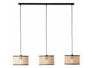 4004353396502 - Lampe Wiley Pendelleuchte 3flg schwarz holzfarbend 3x A60 E27 60W Kabel kürzbar   in der Höhe einstellbar - braun - Brilliant