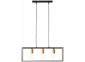 4004353393020 - Lampe Arica Pendelleuchte 3flg schwarz holzfarbend 3x A60 E27 60W Kabel kürzbar   in der Höhe einstellbar - schwarz - Brilliant