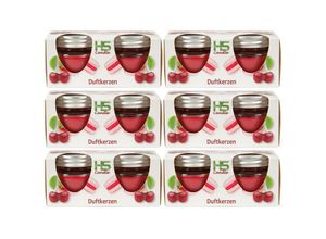 4059222030230 - Hs Candle - Duftkerze im Glas Macaron mit Deckel 12er Pack mit je ca 7 Std Brenndauer Höhe 5cm Ø6cm - Cherry