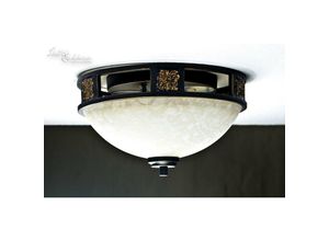 4054755993137 - Licht-erlebnisse - Rustikale Deckenlampe Mit Glas Schwarz Braun - Braun