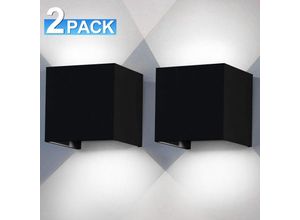 0726504032964 - Wolketon LED Wandleuchte Wandleuchten IP65 Wohnzimmer Flurlampe Treppen Wandlampe Außen Deko 12W Schwarz Kaltweiß 2 Stück - Schwarz