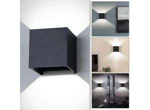 0726504032889 - Wolketon - led Wandleuchte Wandleuchten IP65 Wohnzimmer Flurlampe Treppen Wandlampe Außen Deko 12W Schwarz Kaltweiß - Schwarz